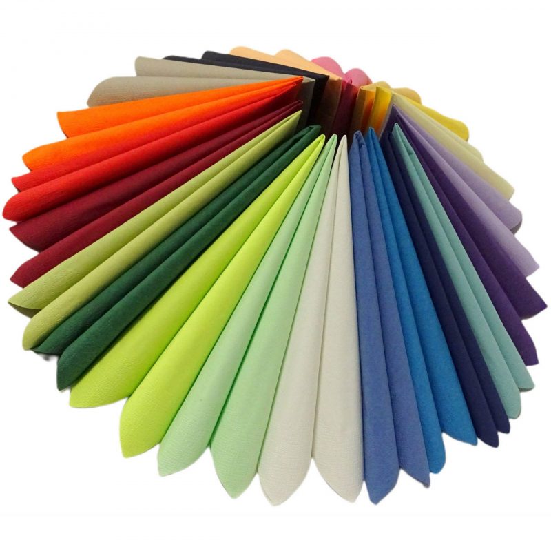 1.000 Stück Papierservietten 3-lagig 33x33cm Überraschung Uni bunt sortiert (4 Farben x 250er)