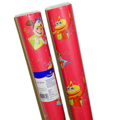 50 Meter Tischdeckenrollen 120cm breit Papiertischdecke Kinderparty rot-bunt (2 Roll. x 25m)