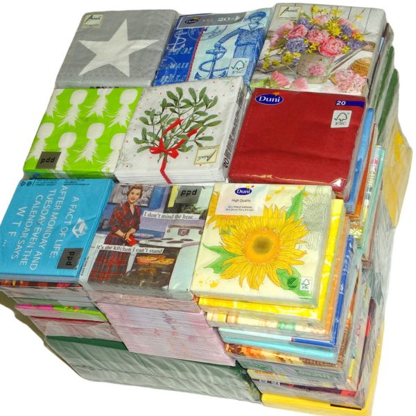 6 kg/ca. 2.000 Stück Cocktail Servietten 24x24cm Papierservietten klein Überraschung Mix – bunt sortiert