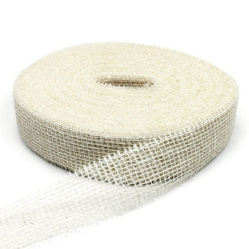 40m Juteband 5cm breit Dekoband Rolle - Weiß-Ecru (hart)