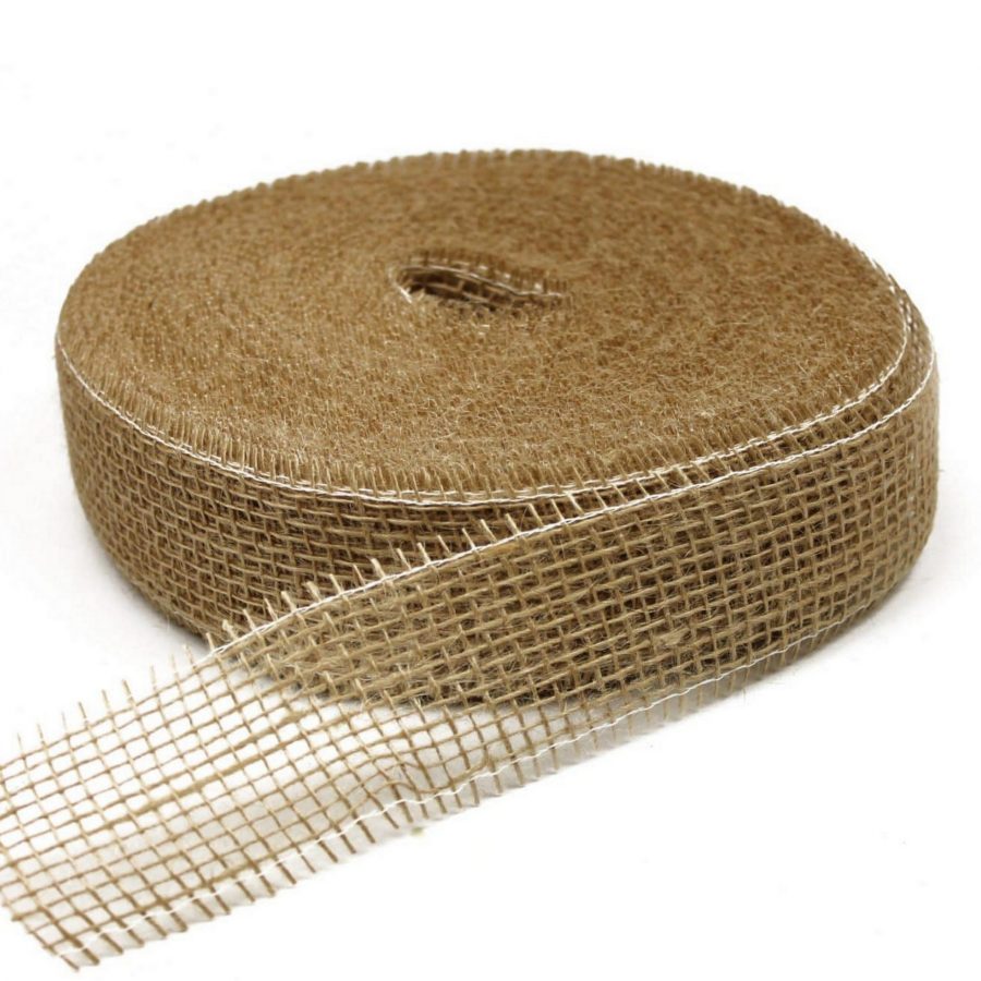 40m Juteband 5cm breit Dekoband Rolle - natur F113 (hart)