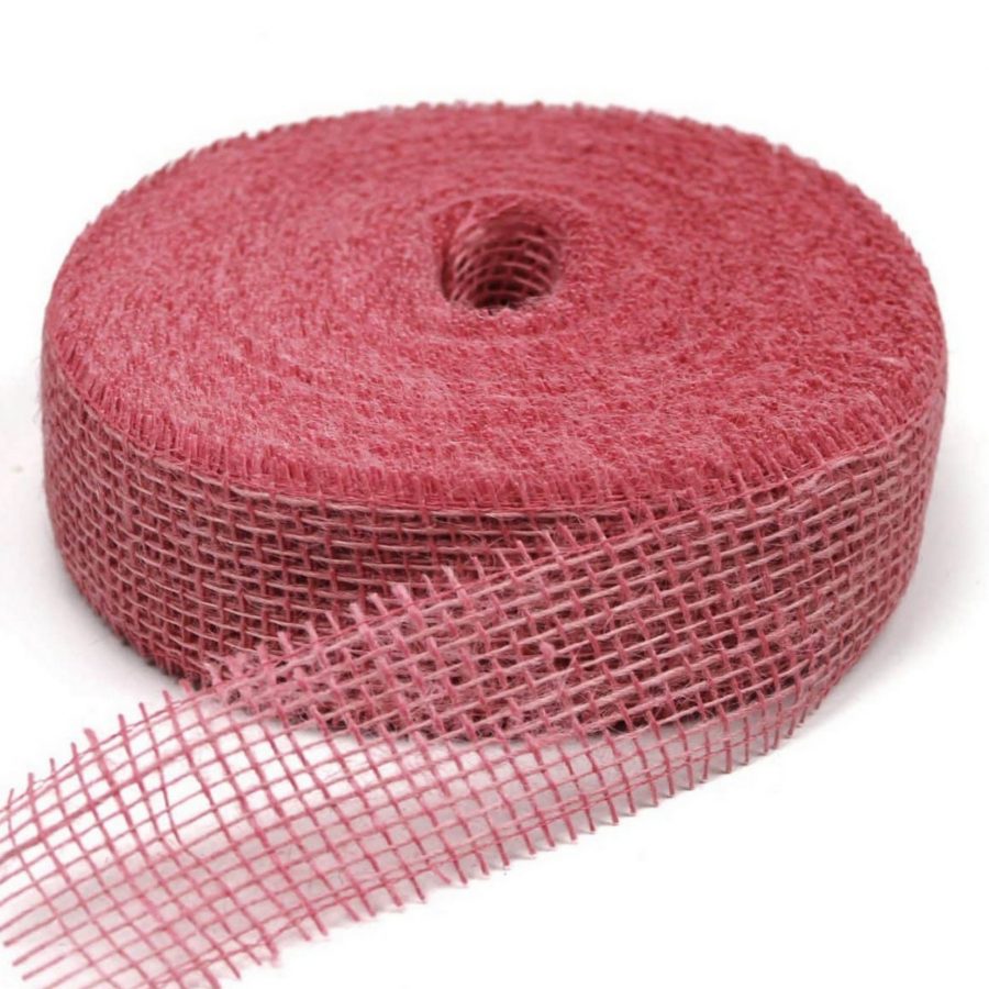 40m Juteband 5cm breit Dekoband Rolle - Rosa (hart)
