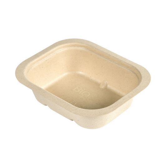 340-tlg Bio Bagasse Schälchen 300ml kompostierbar Dessertschale 138x113x37mm eckig Braun