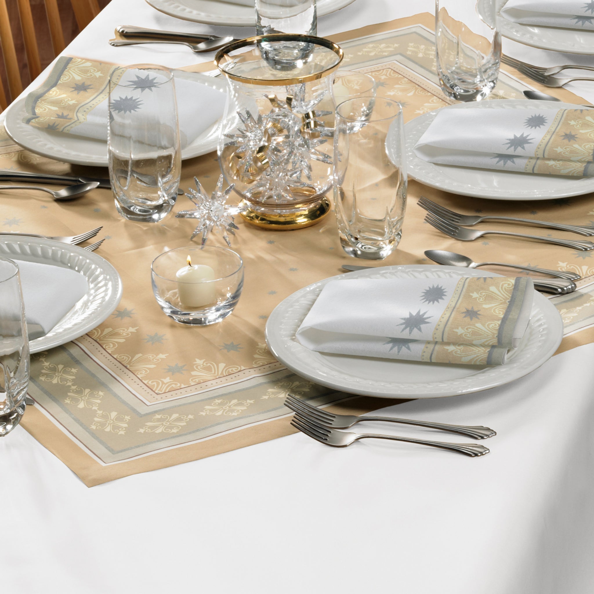 Dunicel Mitteldecken 84x84cm Einweg Tischdecken Winter Charme braun-creme