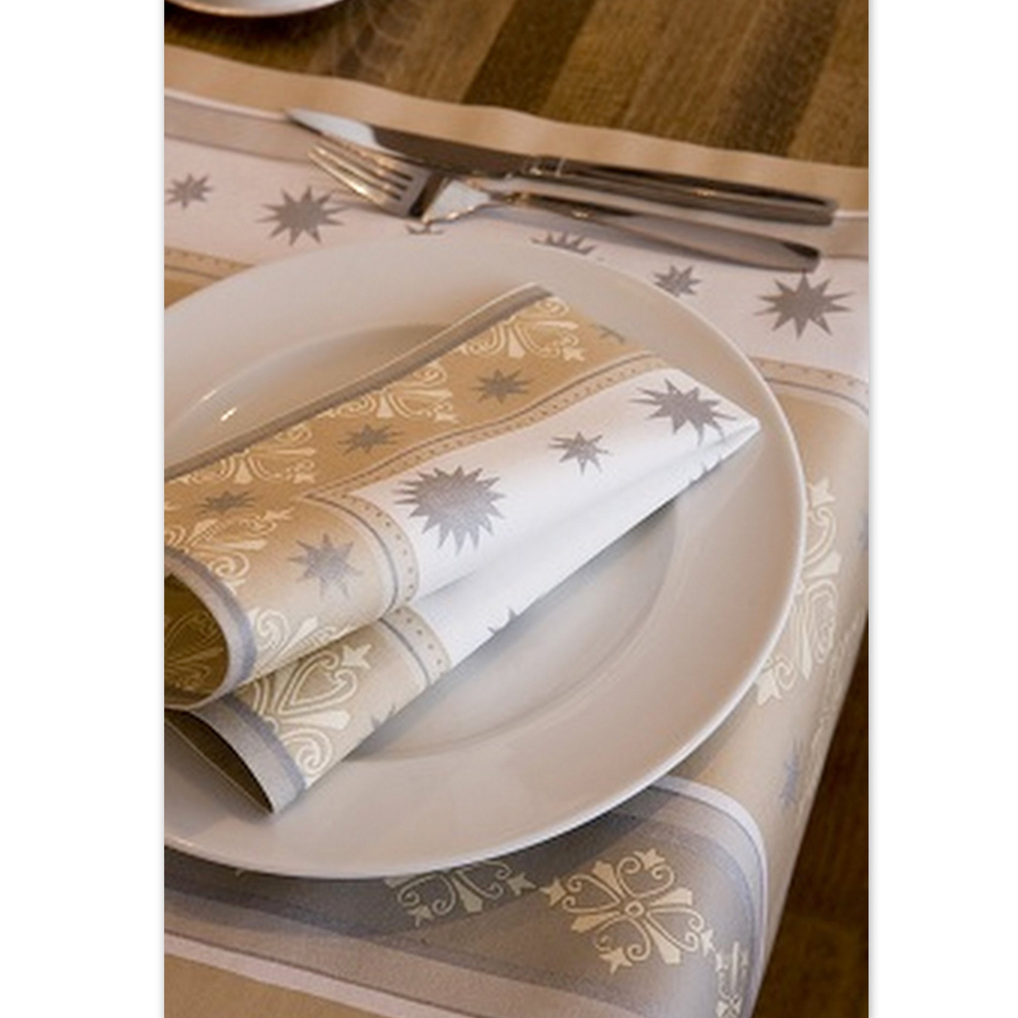 Dunicel Mitteldecken 84x84cm Einweg Tischdecken Winter Charme braun-creme