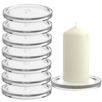 8er Set Bolsius Glasteller ⌀110mm Kerzenhalter Glasuntersetzer Kerzenglas - Klar