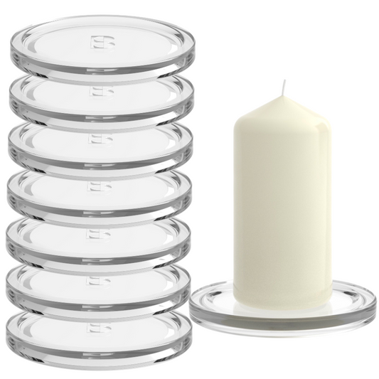8er Set Bolsius Glasteller ⌀110mm Kerzenhalter Glasuntersetzer Kerzenglas - Klar
