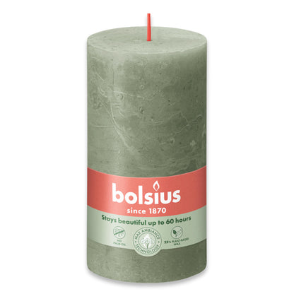 4er Set Bolsius Rustik Stumpenkerzen 130x68mm - Frische Olive