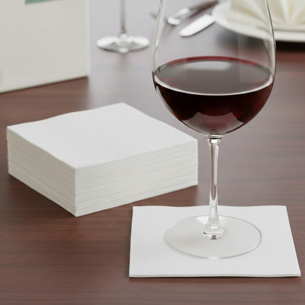 480 Stück Airlaid Cocktail Servietten 24x24cm stoffähnlich - weiß (24x20er)