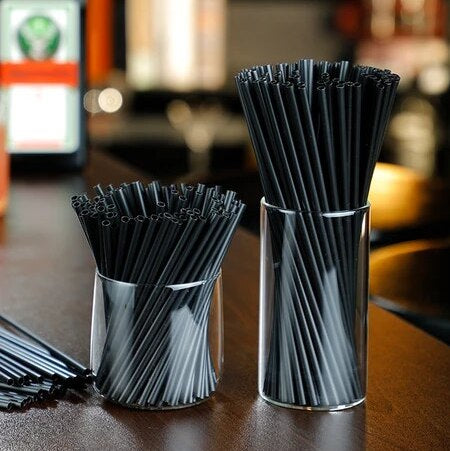 1.000 Stück Jumbo Mehrweg Trinkhalme Plastik 200x8mm Strohhalme + Bürste wiederverwendbar (2x500er) schwarz