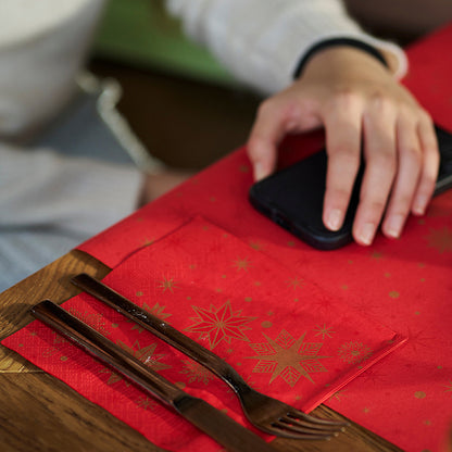 24 Meter Tischläufer 40cm breit Tischband stoffähnlich (5 Ro.x4,8m) - Star Shine Red