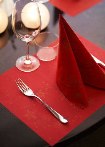 24 Meter Tischläufer 40cm breit Tischband stoffähnlich (5 Ro.x4,8m) - Star Shine Red