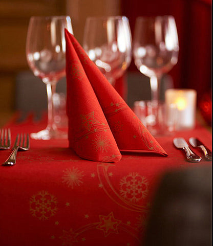 24 Meter Tischläufer 40cm breit Tischband stoffähnlich (5 Ro.x4,8m) - Star Shine Red