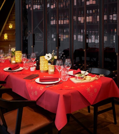 Dunicel Mitteldecken 84x84cm Tischdecken Weihnachten - STAR RED