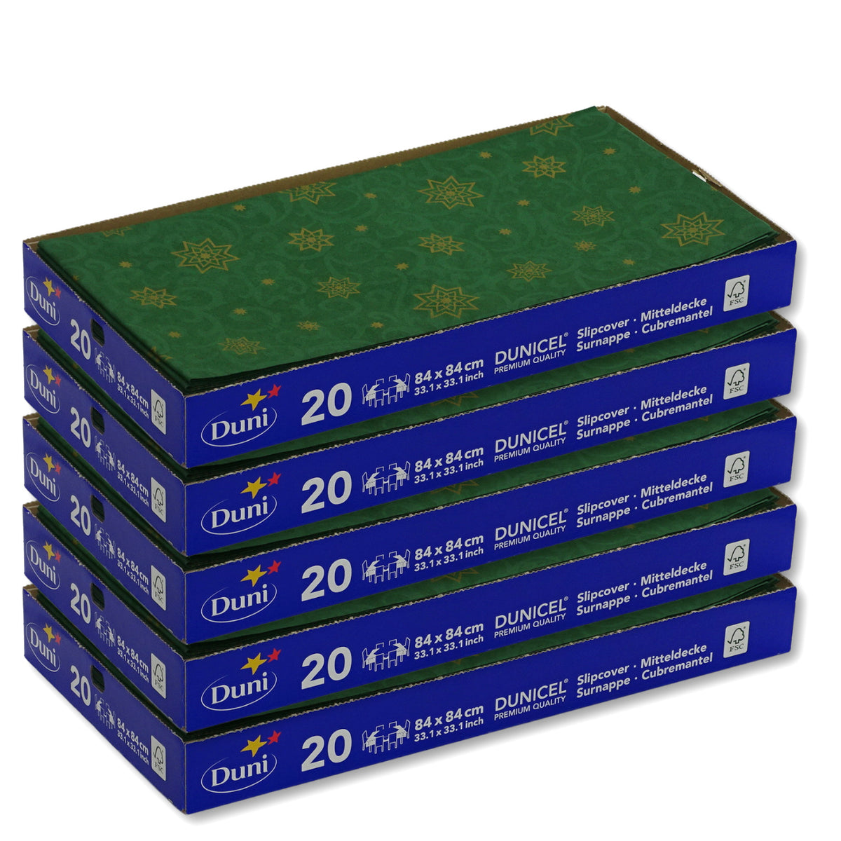 100 Stück Dunicel Mitteldecken 84x84cm Tischdecken stoffähnlich - Ornament Stars grün