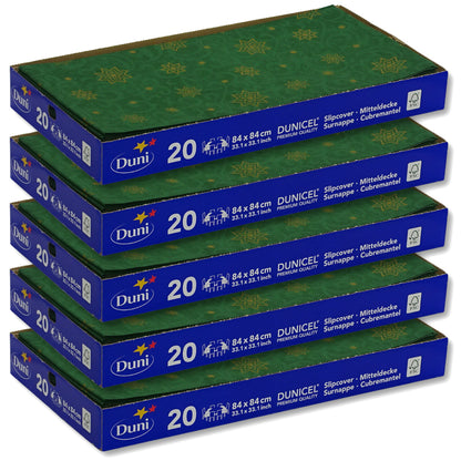100 Stück Dunicel Mitteldecken 84x84cm Tischdecken stoffähnlich - Ornament Stars grün