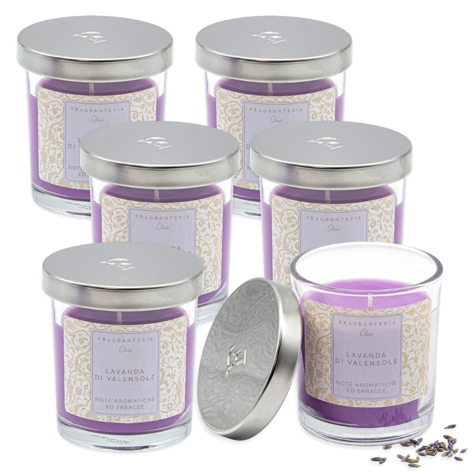 6er Set Fragranteria Duftgläser 80x72mm Duftkerzen im Glas Kerzenglas - Lavendel
