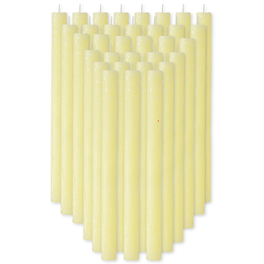 32 Stk Rustik Stabkerzen 270x23mm durchgefärbt Dinnerkerzen (2x16er) - Hellgelb