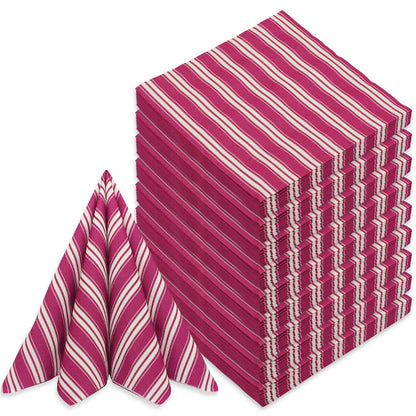 120 Stk Airlaid Servietten 40x40cm Stoffoptik - Burgunder Streifen (10 Pack x12er)