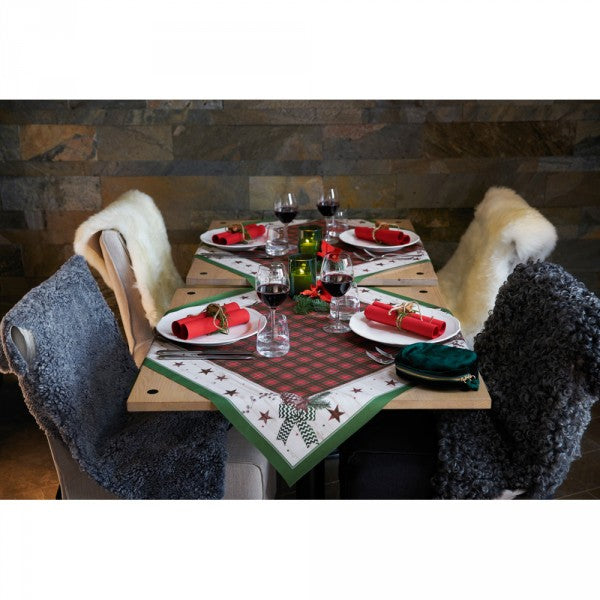 10 Stk Dunicel Mitteldecken 84x84cm Tischdecken stoffähnlich Tartan rot-grün-creme