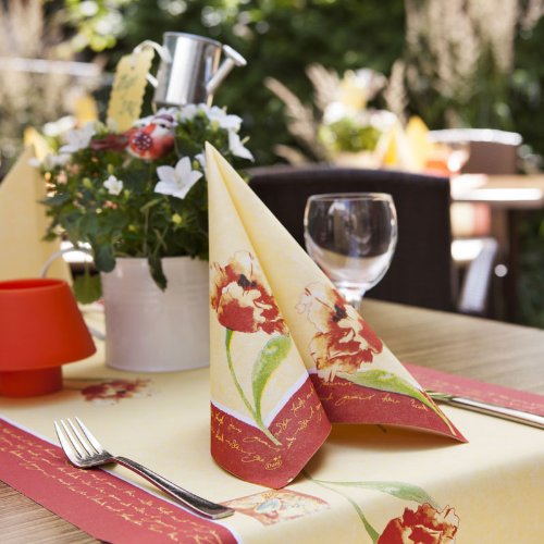 50 Stück Dunilin Dinner Servietten 40x40cm 1/4 Falz stoffähnliche Qualität Frühlingstulpe